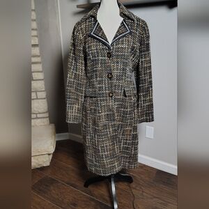 Larry Levine Multicolor Tweed Coat Size 10